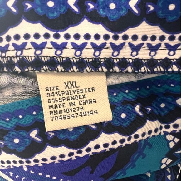 New ECI Blue Black Dress XXL Stretch V Neck Tie Back Office Date Night Church - Picture 8 of 11